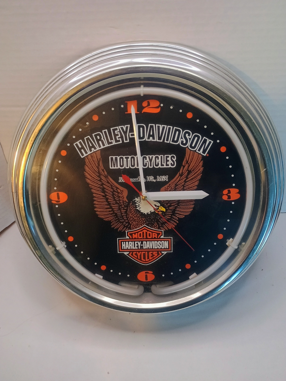 Harley Davidson Motor Cycles Collection Chrome Plated 15" Wall Clock  READ